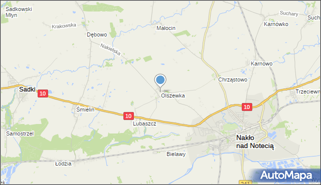 mapa Olszewka, Olszewka gmina Nakło nad Notecią na mapie Targeo